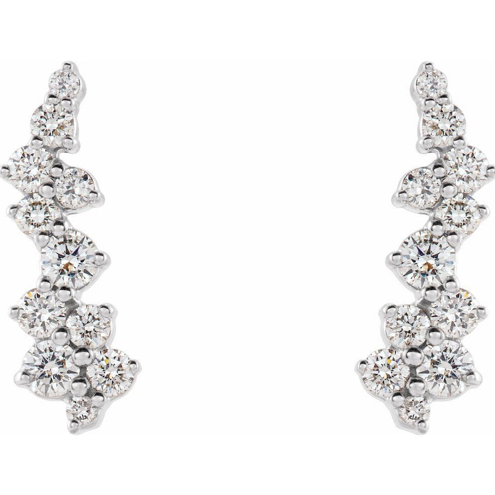 14KT White Gold Diamond Cluster Climbers
