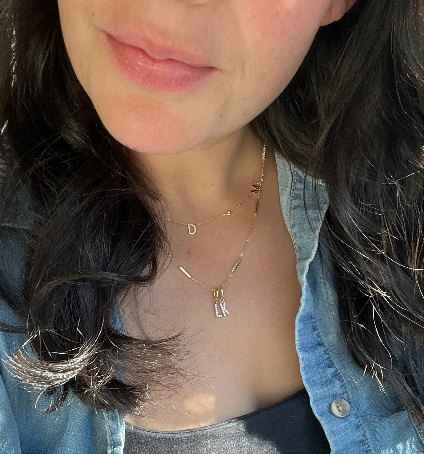 14KT Gold Diamond Initial Pendant