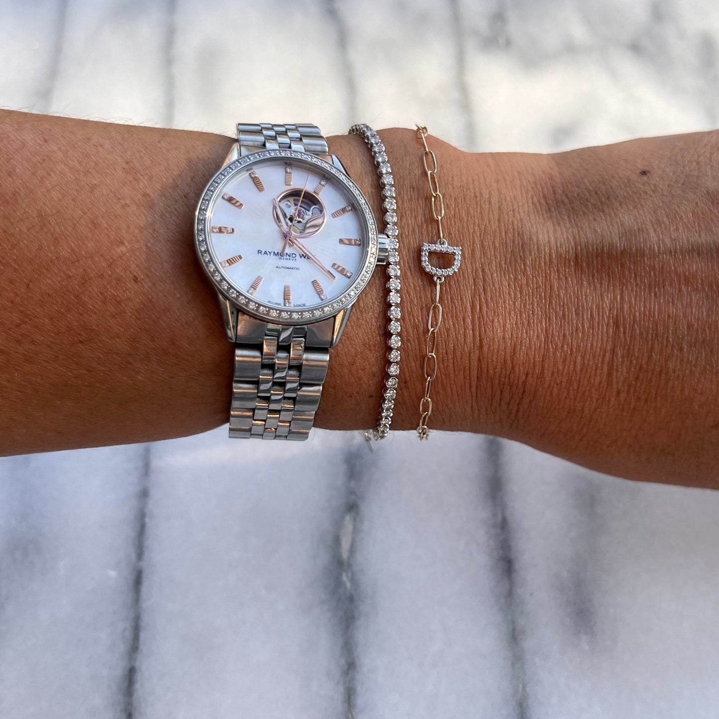 14KT Gold Diamond Initial Paperclip Bracelet