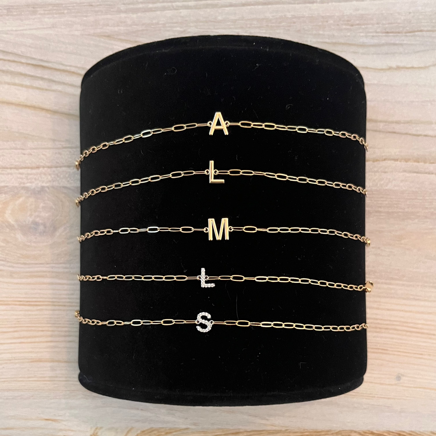 14KT Gold Filled Initial Bracelets - A,L,M