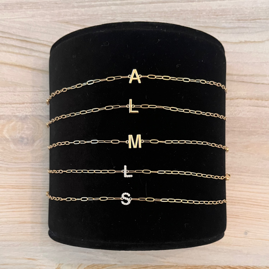14KT Gold Filled Initial Bracelets - A,L,M