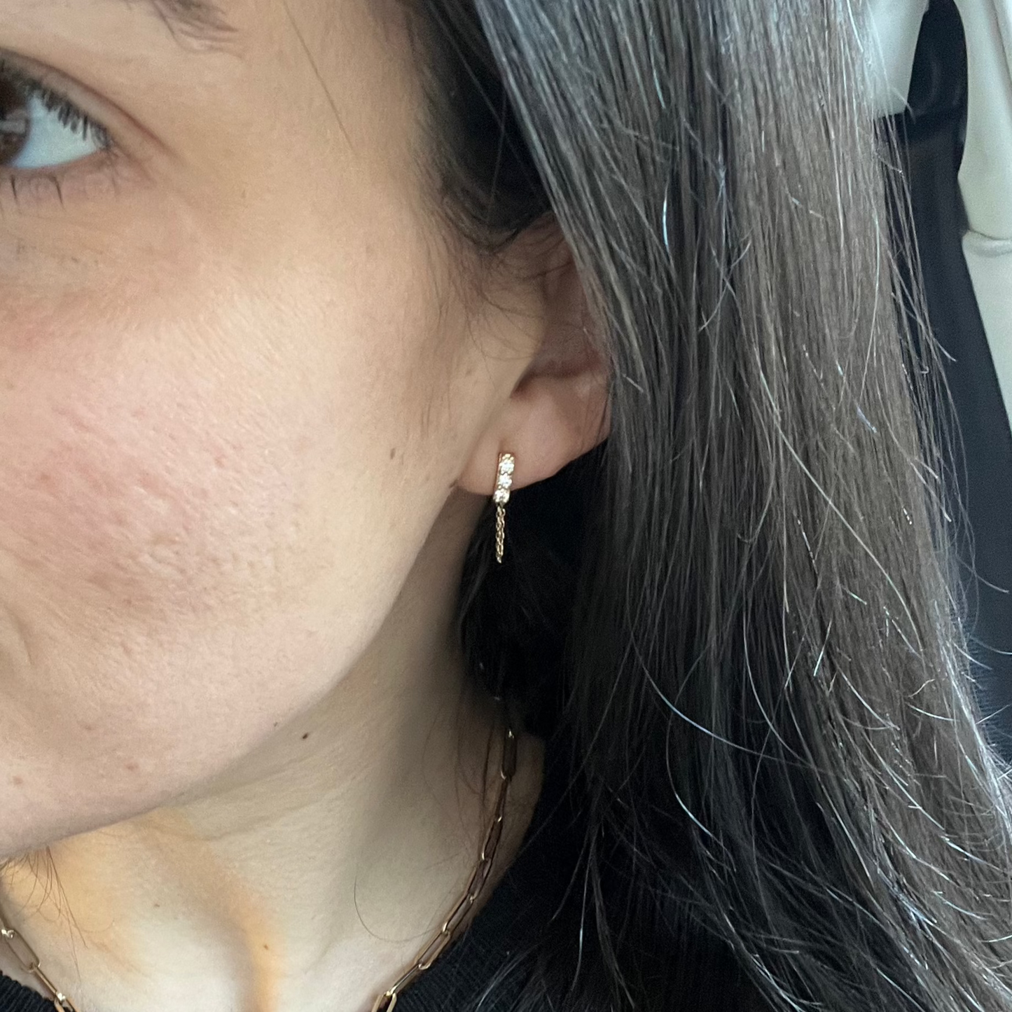 14KT Diamond Chain Studs - One of A Kind