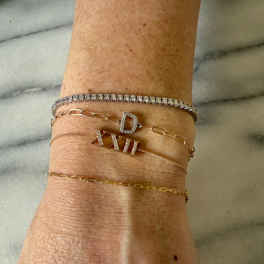 14KT Gold Diamond Roman Numerals Bracelet
