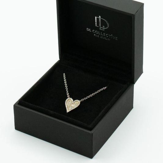 14KT Two-Tone Pave Diamond Heart Pendant Necklace - One of A Kind