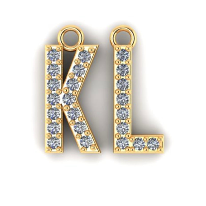 14KT Gold Diamond Initial Pendant