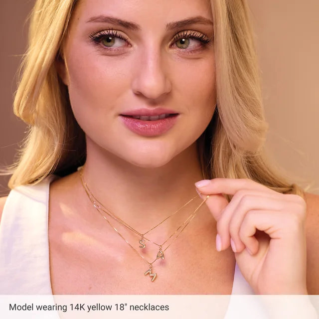 14K Yellow Gold Bubble Initial Pendant