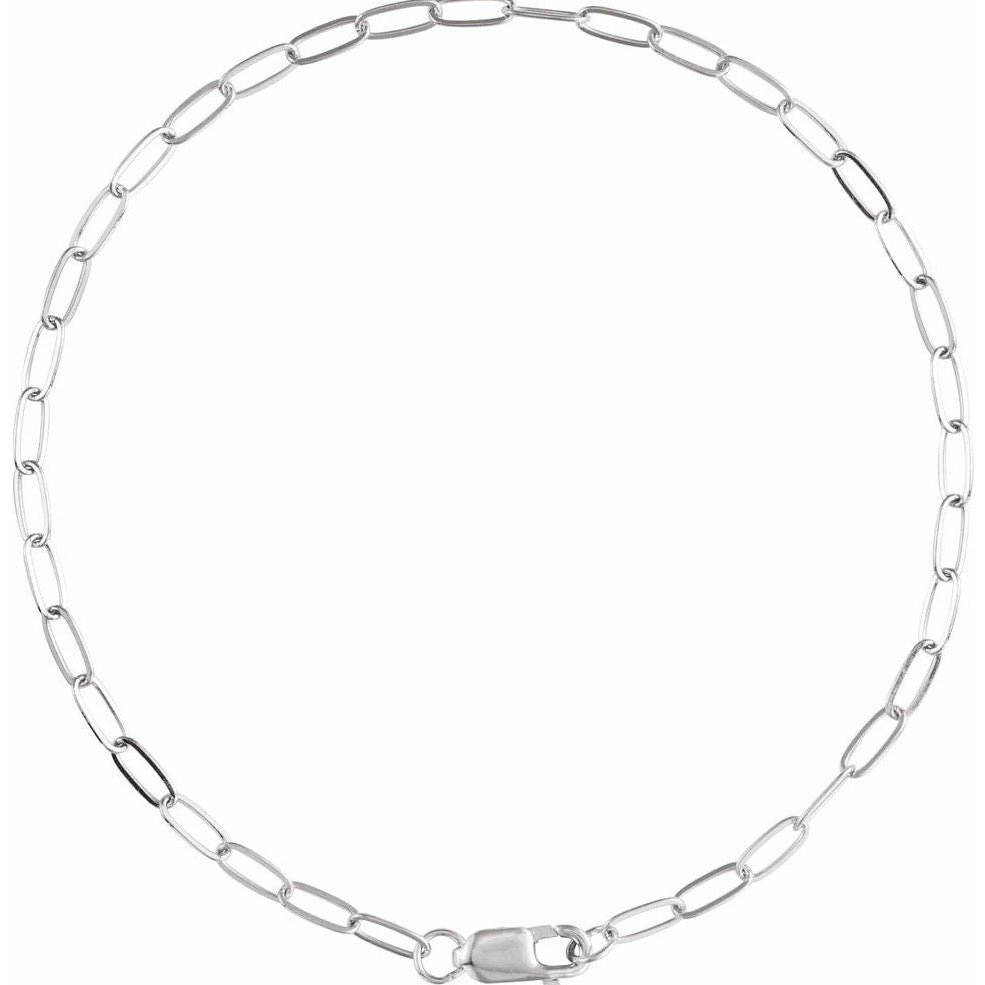 14KT White Gold Perfect Paperclip Chain 7" Bracelet