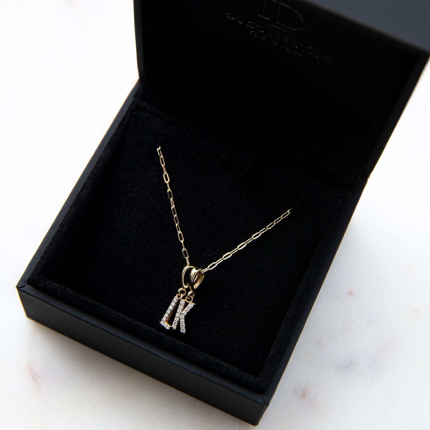 14KT Gold Diamond Initial Pendant