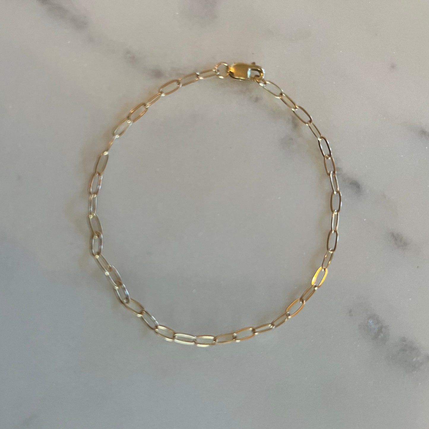 14KT Perfect Paperclip Chain 7" Bracelet