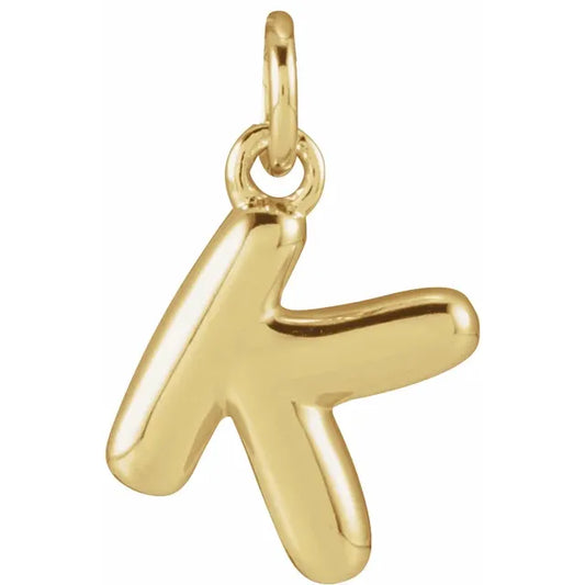 14K Yellow Gold Bubble Initial Pendant