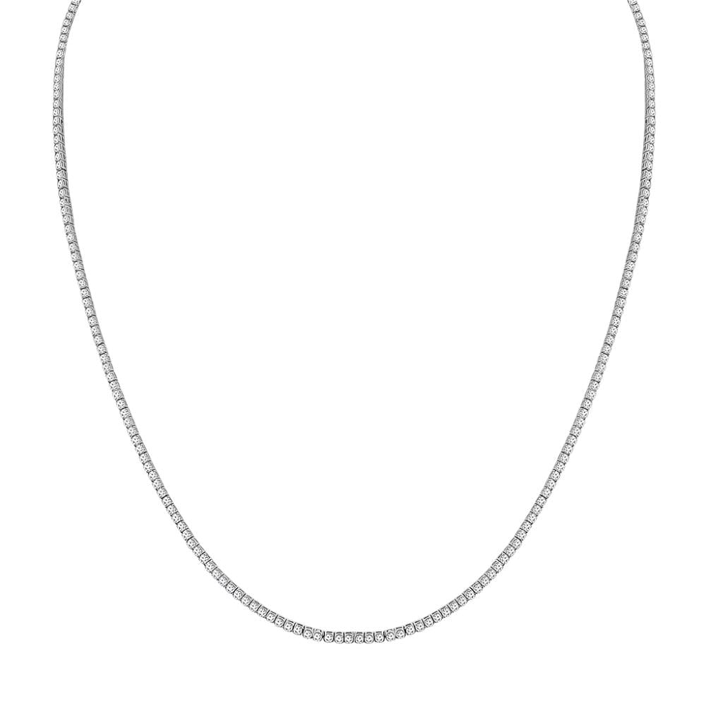 18K White Gold Classic Diamond Tennis Necklace 16"