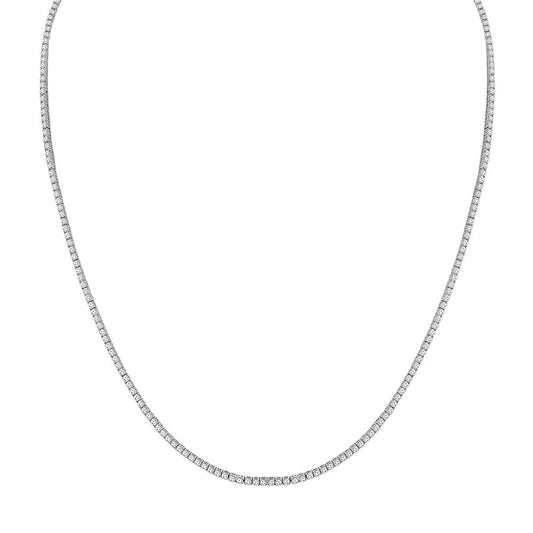 18K White Gold Classic Diamond Tennis Necklace 16"